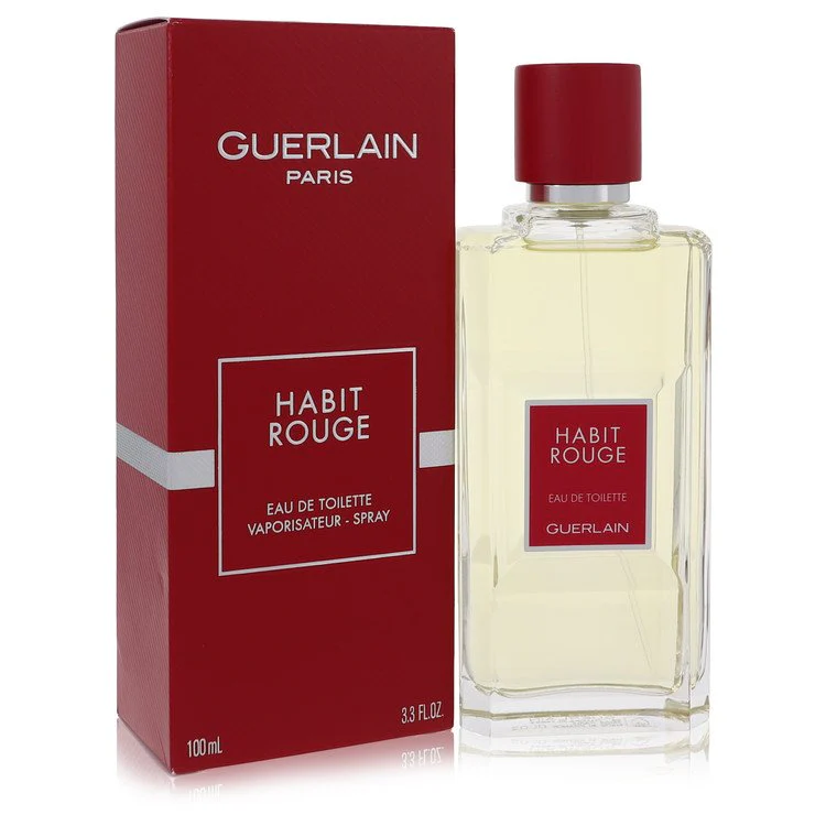 Habit Rouge By Guerlain Cologne Eau De Toilette Spray 3.4 Oz For Men